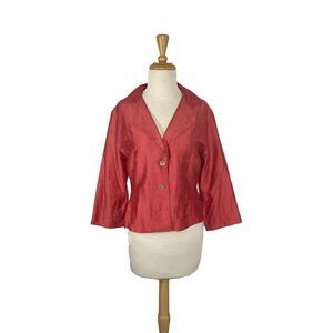 Kathleen Sommers 8 M Coral Pink Silk Blazer Jacket Art to Wear Church Evening